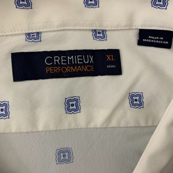 Cremieux Performance Button Down Shirt XL White Nylon Geometric Stretch Pocket - Picture 6 of 6